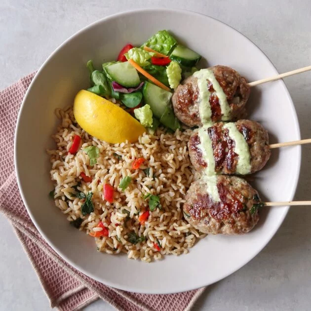 Spicy Kebabs with Wholegrain Rice