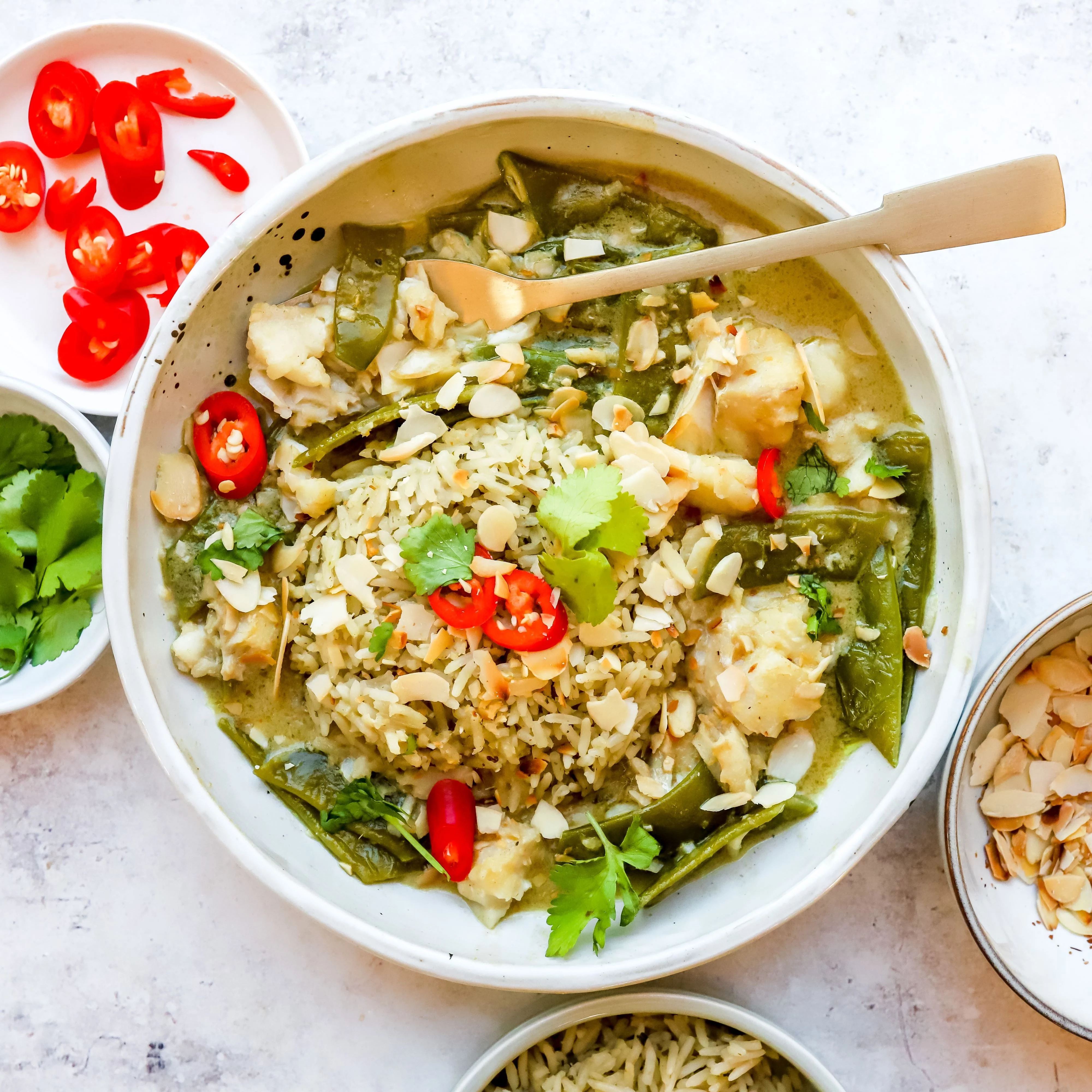 Green curry with cod