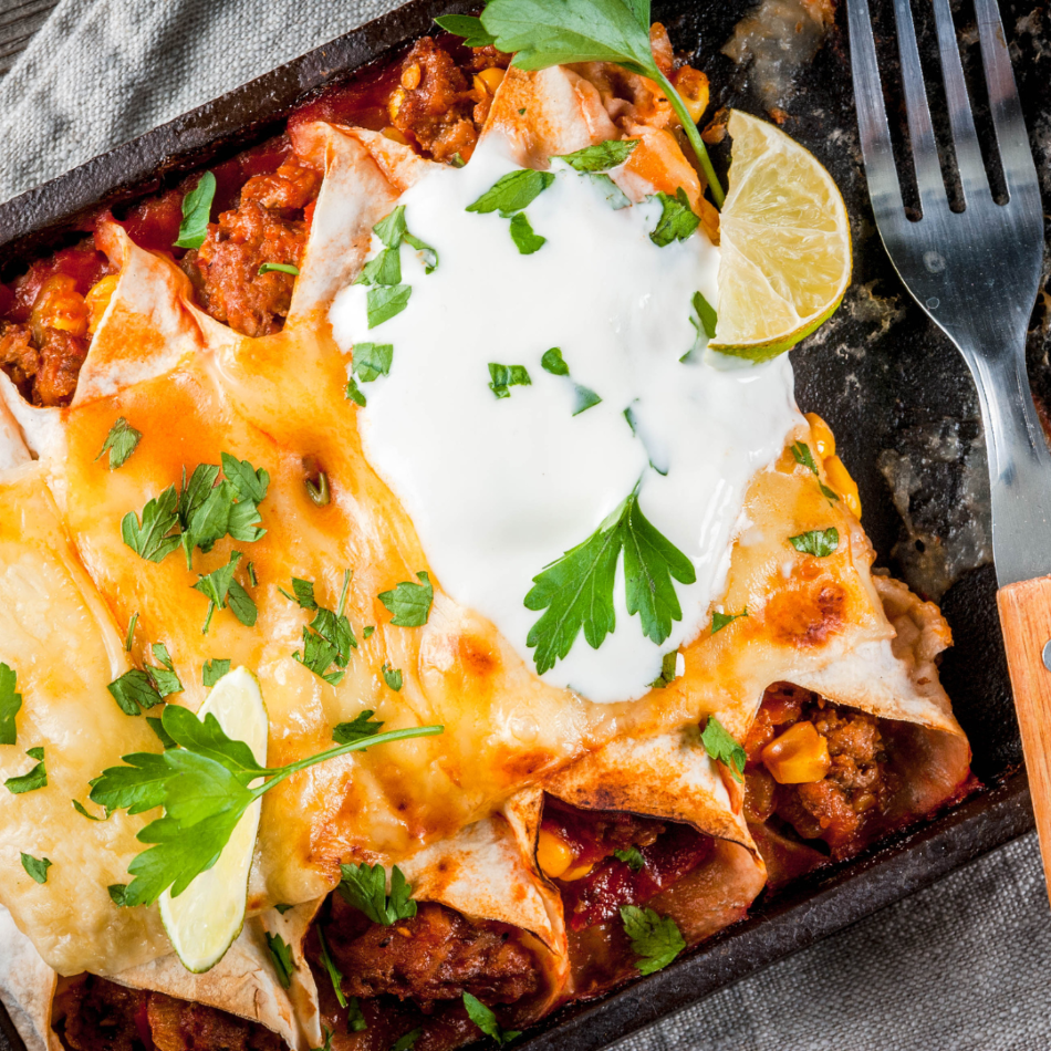 Mexican Enchiladas with Lime & Coriander Rice